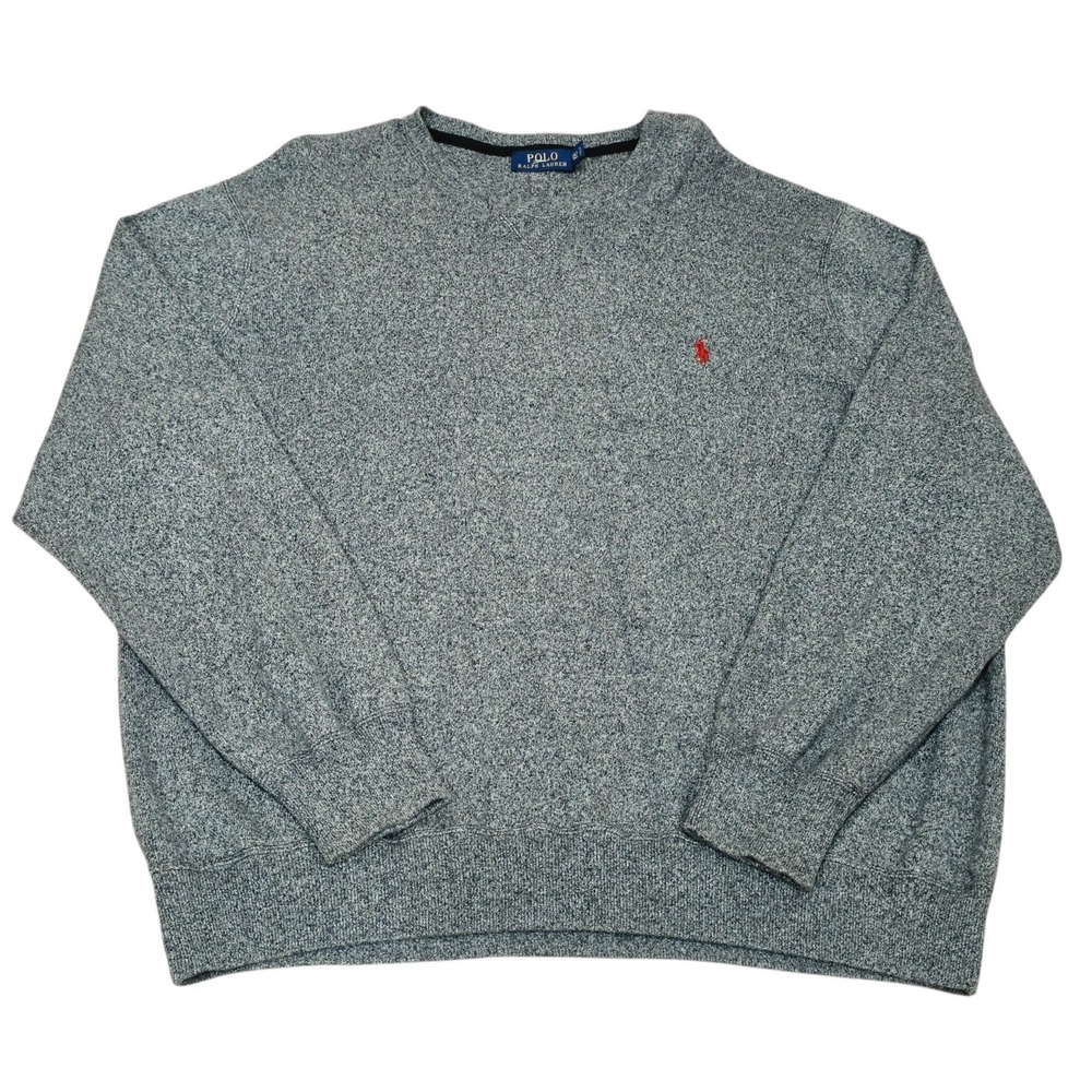 Polo Ralph Lauren Sweater Mens 2XLT Tall Gray Marled Crewneck Red Pony Logo